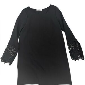 fab'rik Black Long Sleeve Dress with Lace Bell Cuffs